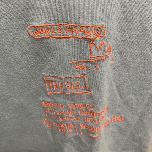 Jean Michel Basquiat Shirt Men XS Blue World Famous Short Sleeve Crewneck Tee - Picture 3 of 7